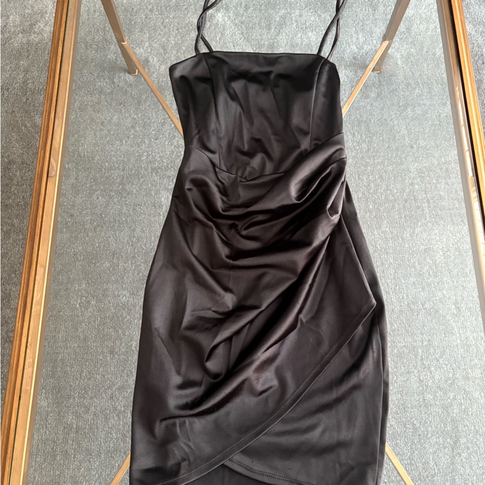 Black Satin Windsor Hoco Dress